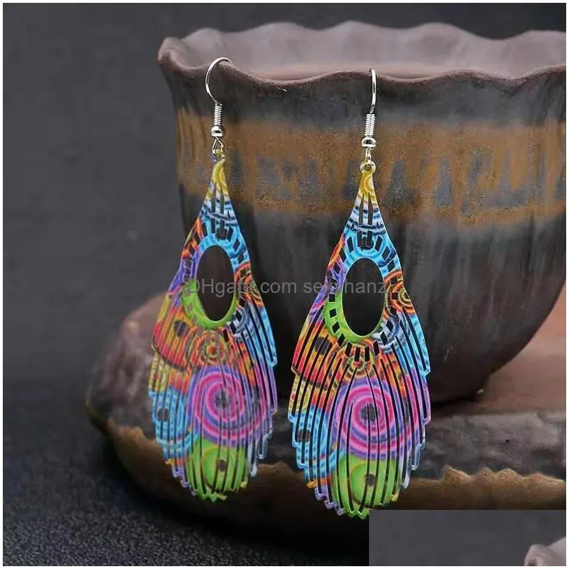 vintage leaves dangle earrings for women luxury designer bohemian style feather dangling earrings boho ethnic earring jewerly love