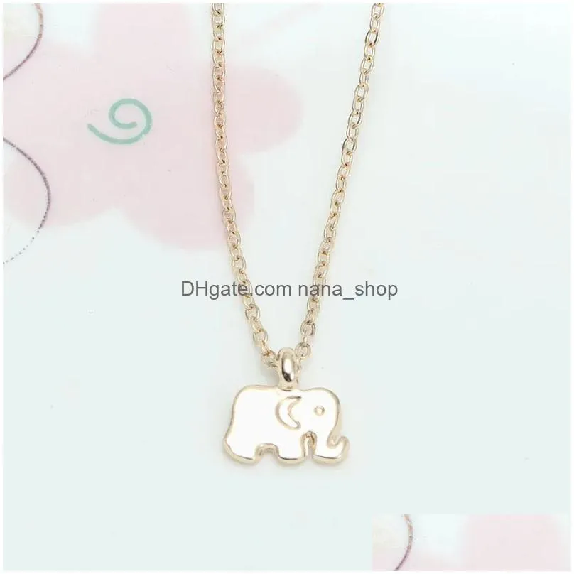 fashion luck elephant pendant 18k gold plated necklace woman alloy south american womens choker silver mens necklaces jewelry with letters card