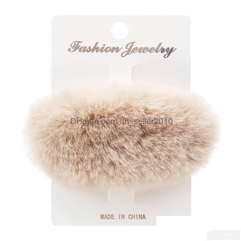 new autumn winter fur women hair clips fashion leopard girls barrettes hair accessories for women bb clips fashion accessories