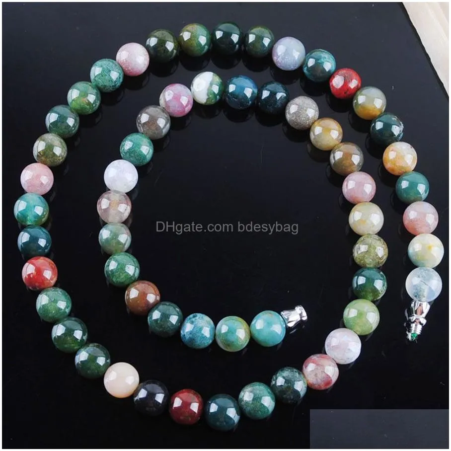 fashion women necklace natural agates turquoises rose quartzs gem stone 8mm round beads beaded necklace 18 strand elegant jewelry gift