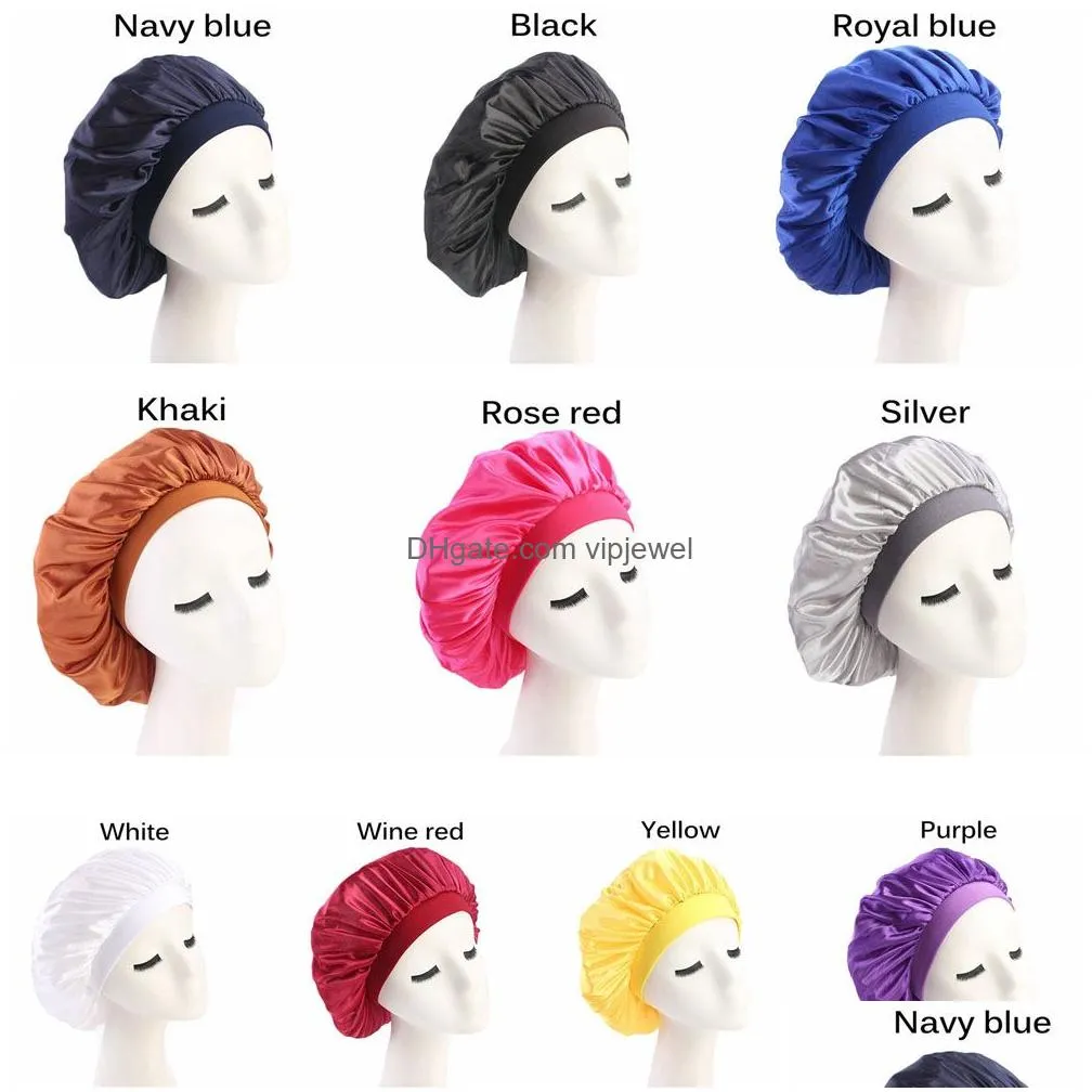  fashion luxury wide band women chemo cap beauty salon cap night sleep head cover satin bonnet hat