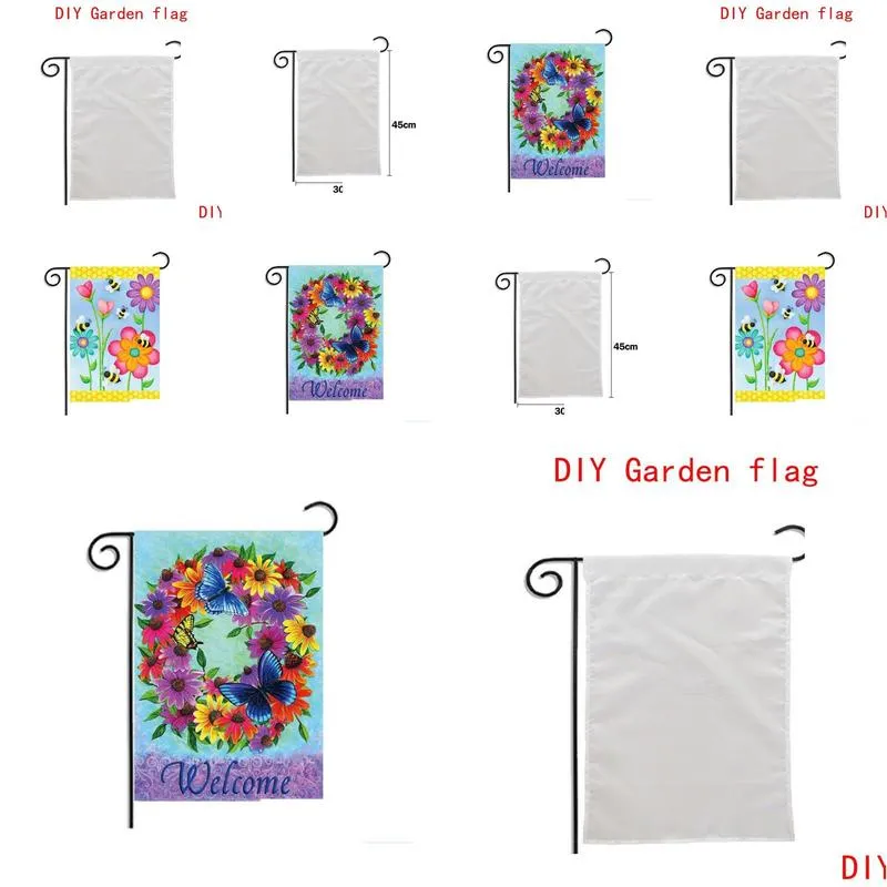 10pcs sublimation blank garden flag american flags heat tranfer printing garden banner banners size 30x45cm