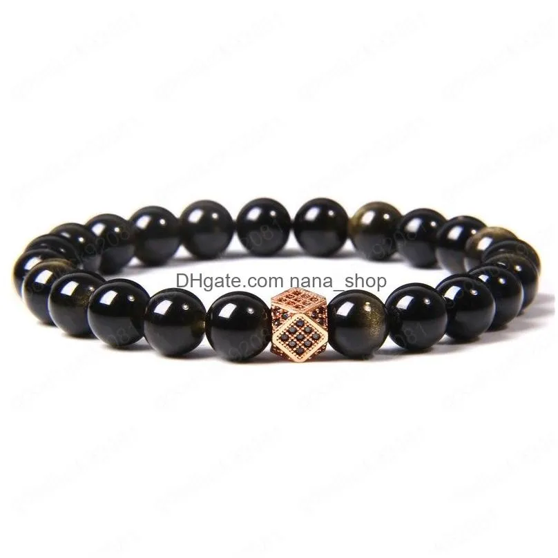 uni natural gold obsidian stone beads bangles bracelets jewelry for men women gifts