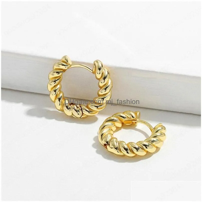 gold silver color tiny twisted hoop earrings minimalist chunky hoops geometrical brass earring for women jewelry gift