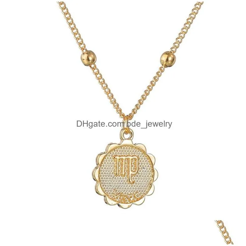 12 zodiac necklaces retro constellation sign pendant gold chains necklace for men luxury designer jewelry women necklace 2020 