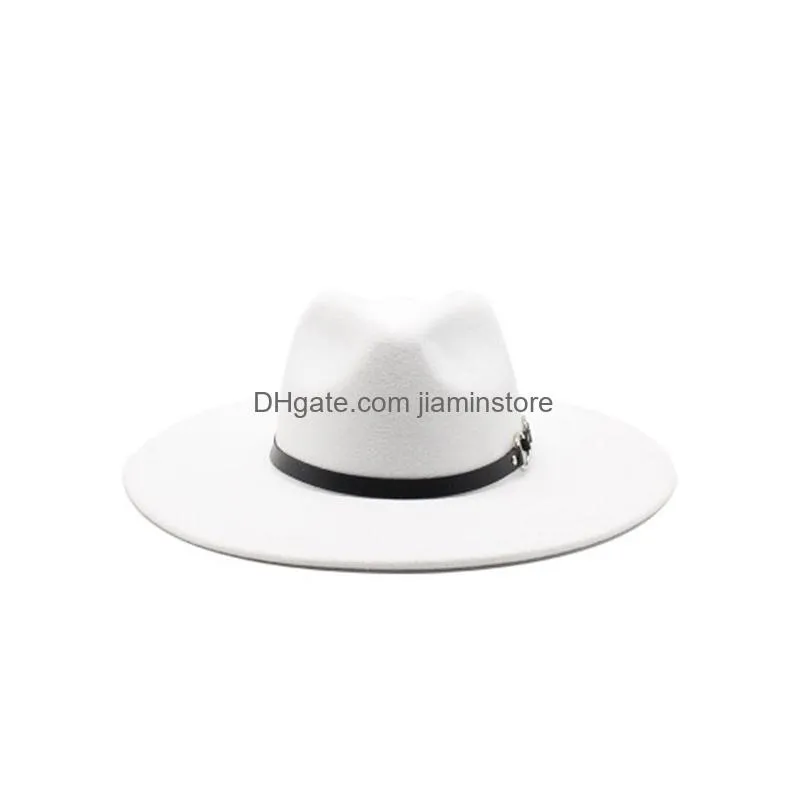 winter hats big brim 9.5cm solid color with band belt luxury classic simple fedora hats women formal dress designed fedora hats