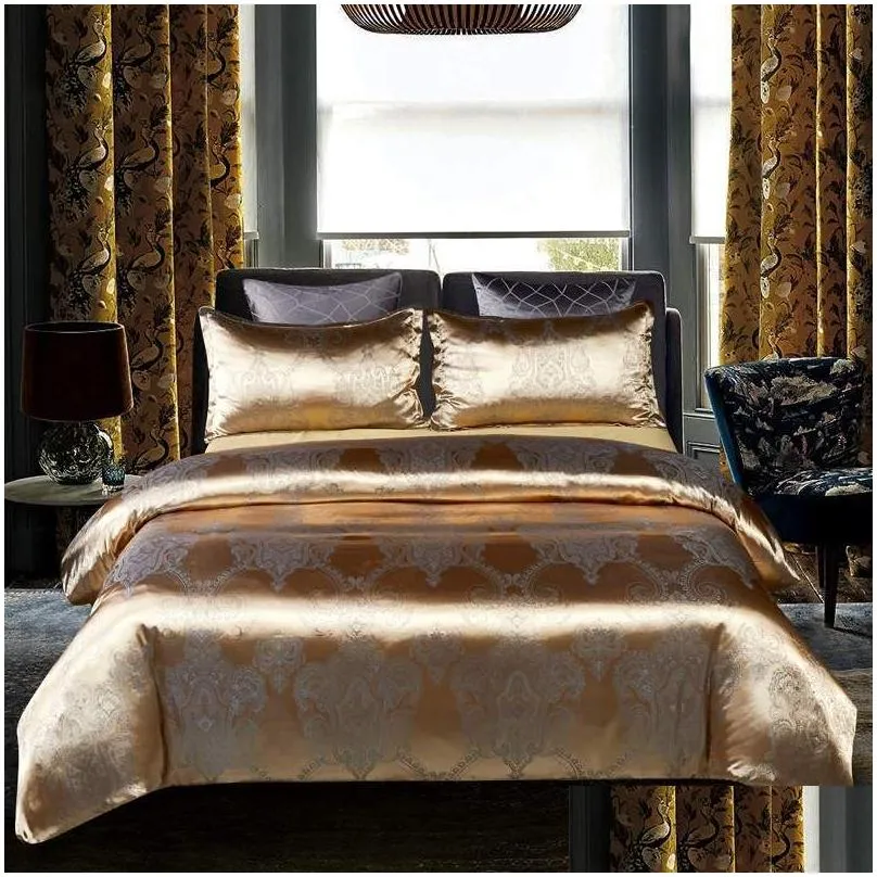 designer bed comforters sets luxury 3pcs home bedding set jacquard duvet beds sheet twin single queen king size bedclothes 473 v2