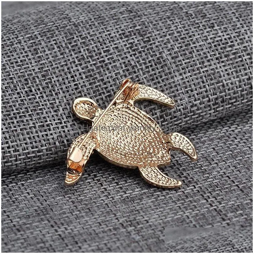  arrival cute little sea turtle crystal brooch tortoise pins brooches christmas gift jewelry 