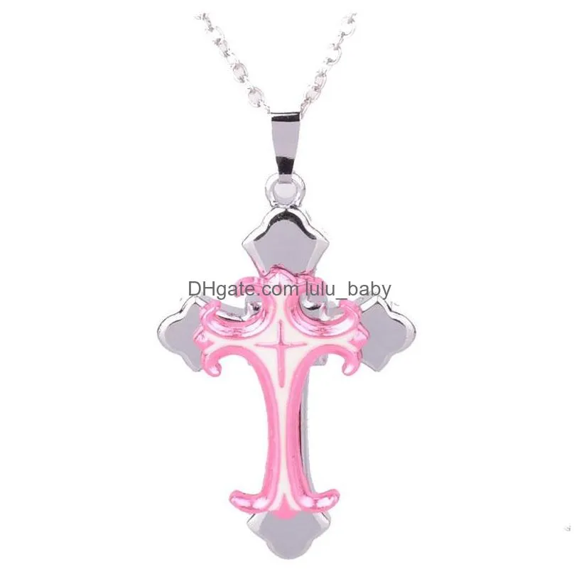 wholesale fashion ornament christian dripping oil cross pendant necklace couple jesus jewelry gift 