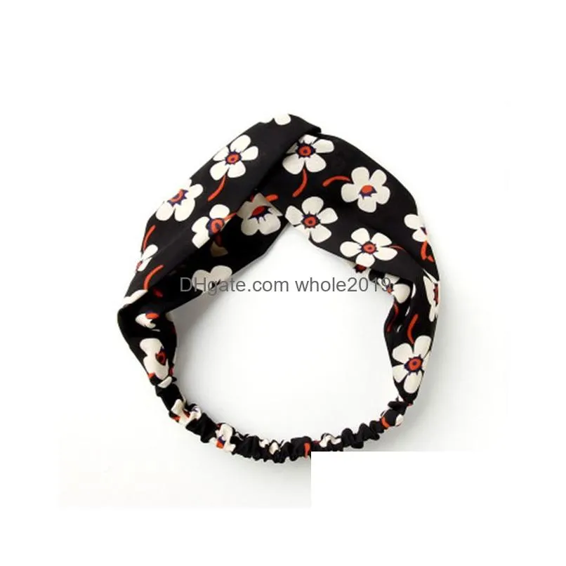 new floral print knot headband elastic hairband stretch hair bands girls headwear cross turban boho heradband hair accessories