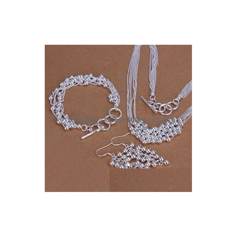 empty heart shape 31g sterling silver plate jewelry set fit women s79 925 silver necklace pandent bracelet earring wholesale retail