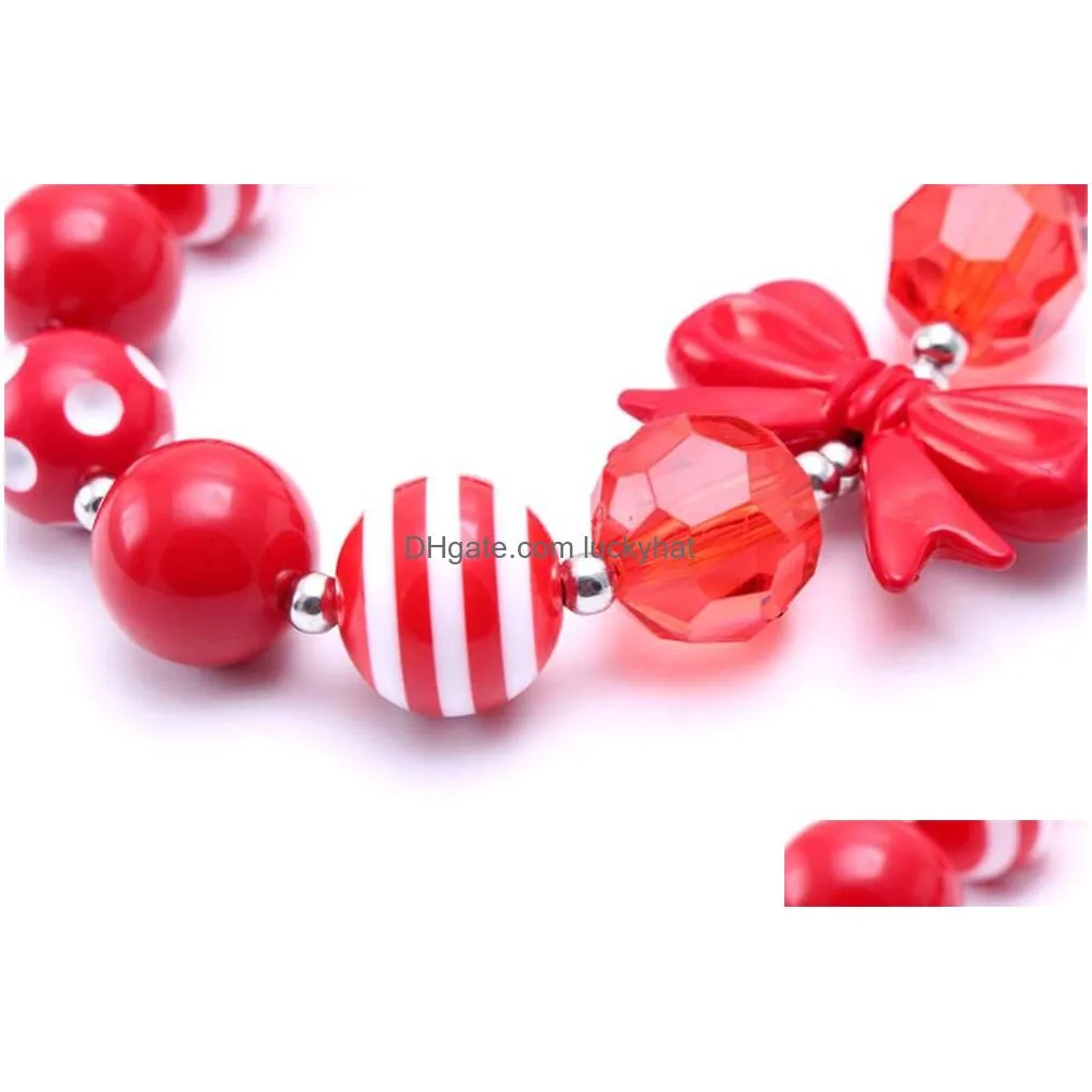 red color christmas baby kid chunky necklace fashion toddlers girls bubblegum bead chunky necklace jewelry gift for children