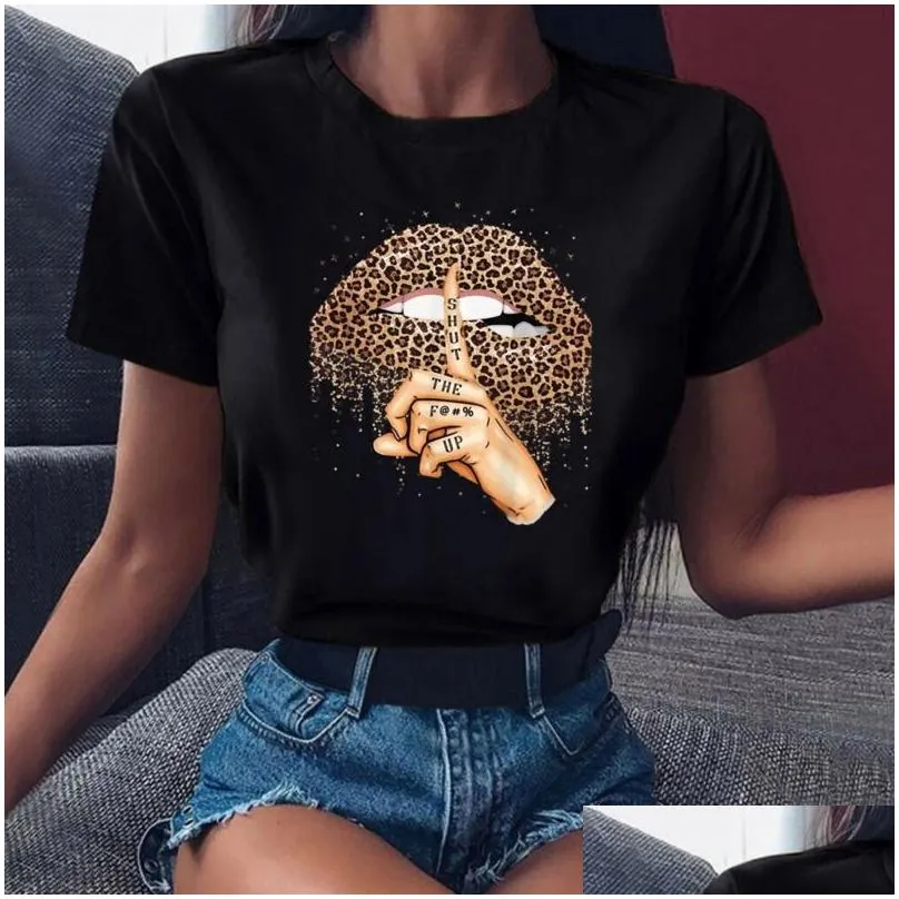 retail designer womens tshirt plus size s3xl short sleeve tops leopard lips print crew neck tee summer clothes female casual streetwear