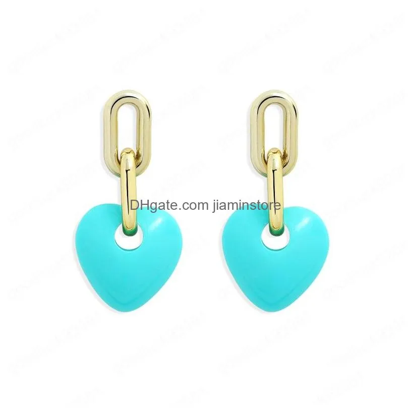 red heart shaped drop chain earrings for women trendy double layer chain irregular earrings jewelry brincos