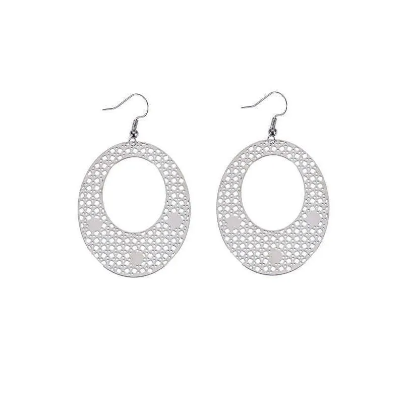 womens oval hollow hoop huggie earrings gsfe016 fashion gift national style women diy jewelry earring