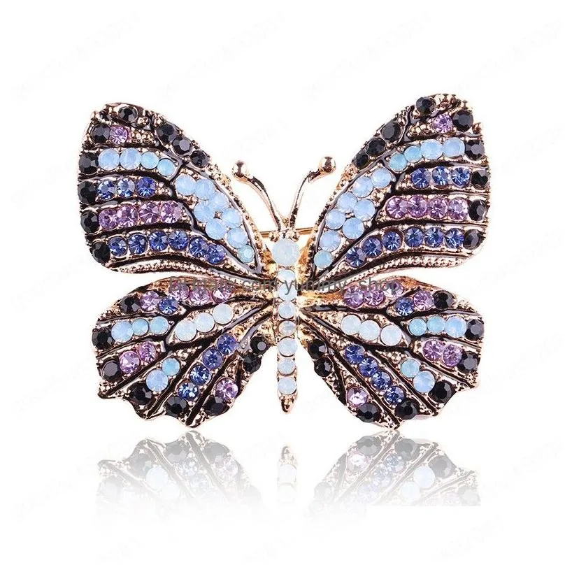 large crystal rhinestones butterfly brooches for women spring insect brooch pin coat fashion banquet wedding brooch gifts