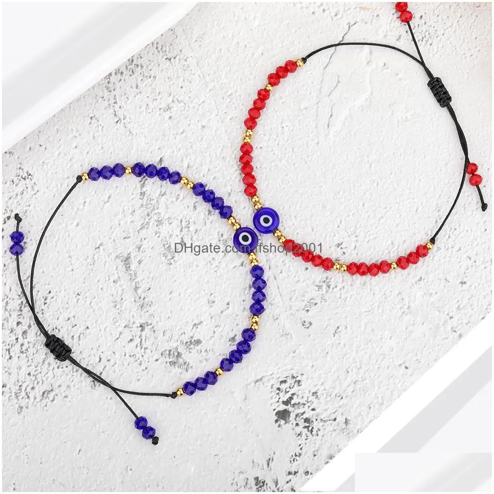 braided evil blue eye bracelet handmade jewelry colorful crystal beads bracelets for women girl