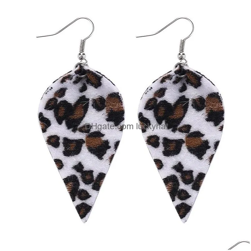 leaf leather earrings leopard water drop earring waterdrop dangle earrings for elegant girls women europe africa boho cute female