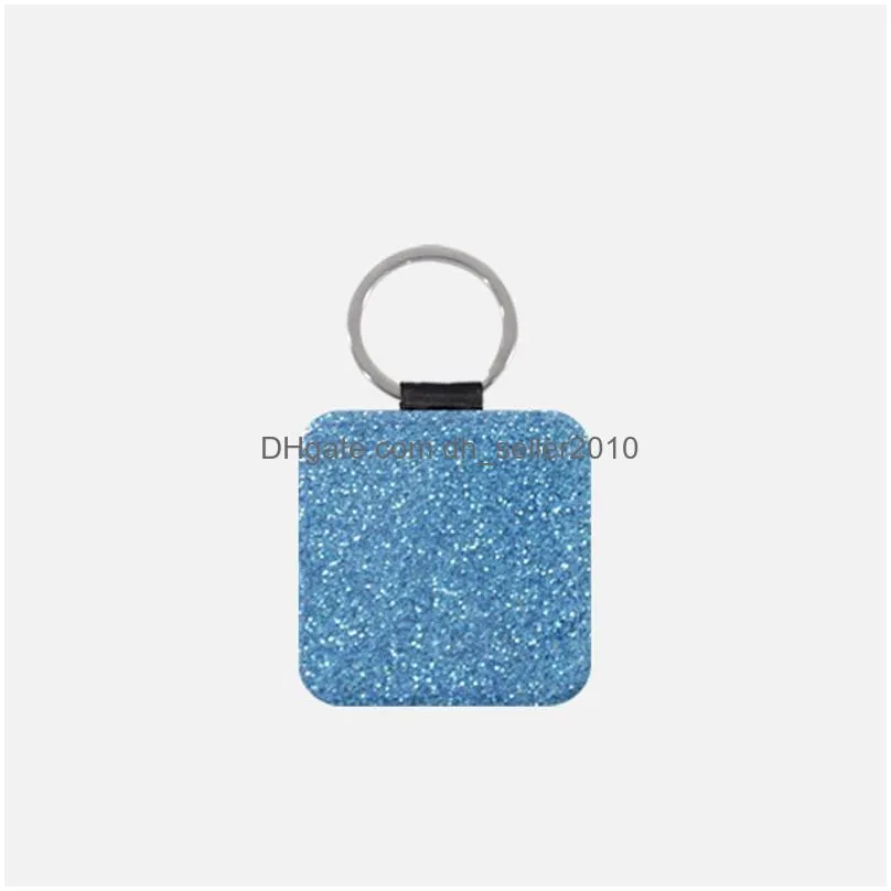 sublimation blank leather keychain pendant fashion heat transfer square diy keychains creative gift supplies keyring
