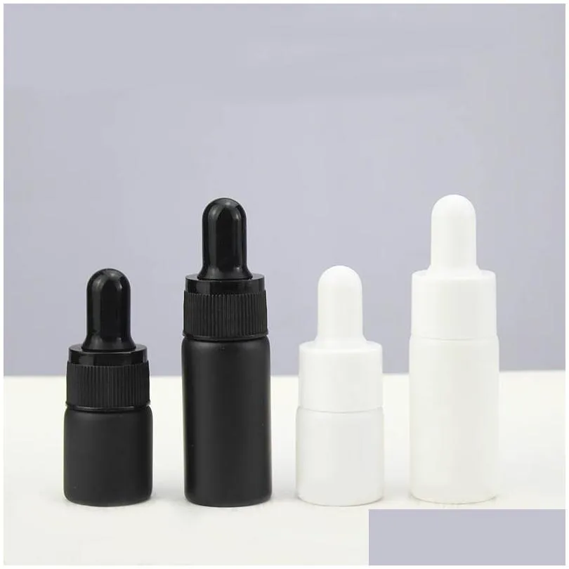 luxury mini 10ml matte black white essential oil glass pipette dropper bottle 5ml wholesale