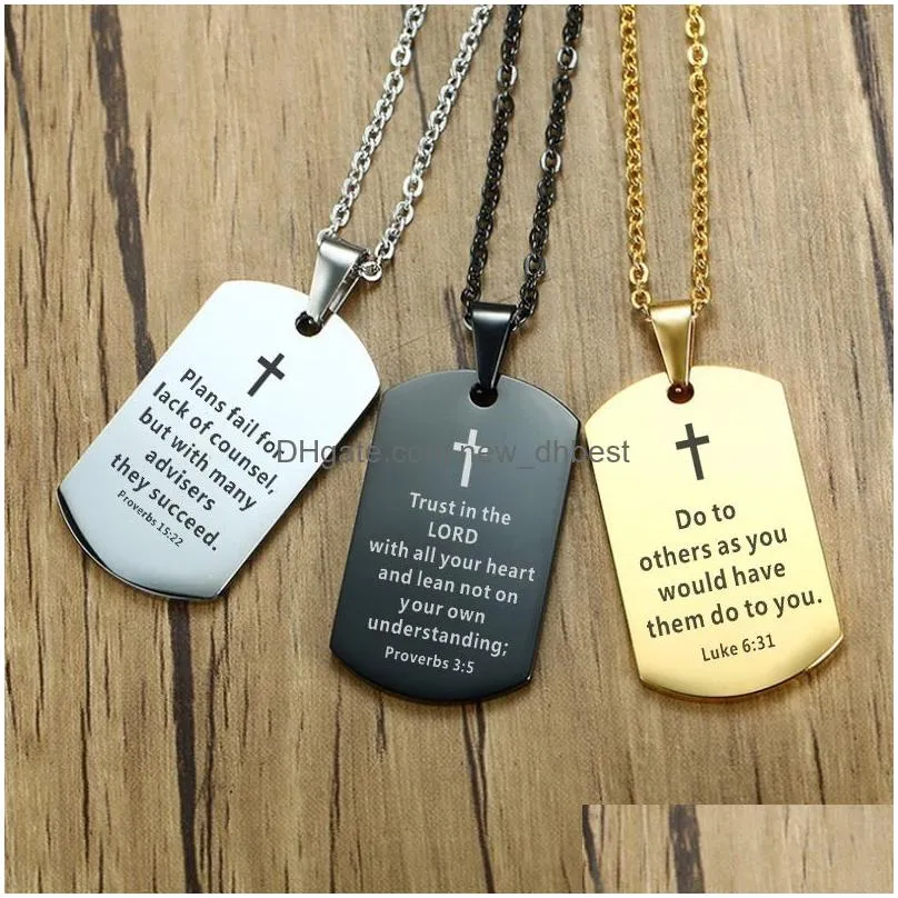 Mens cross discount necklace with scripture