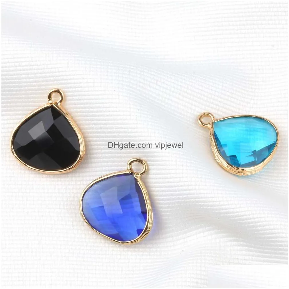  arrival colorful crystal charm pendant water drop glass crystal birthstone charms for jewelry making diy accessories