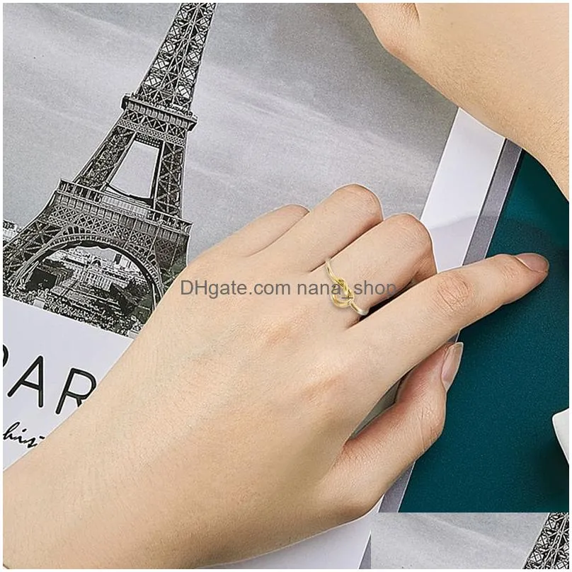 personalized simple knot ring stainless steel rings polished 18k gold plating handmade jewelry