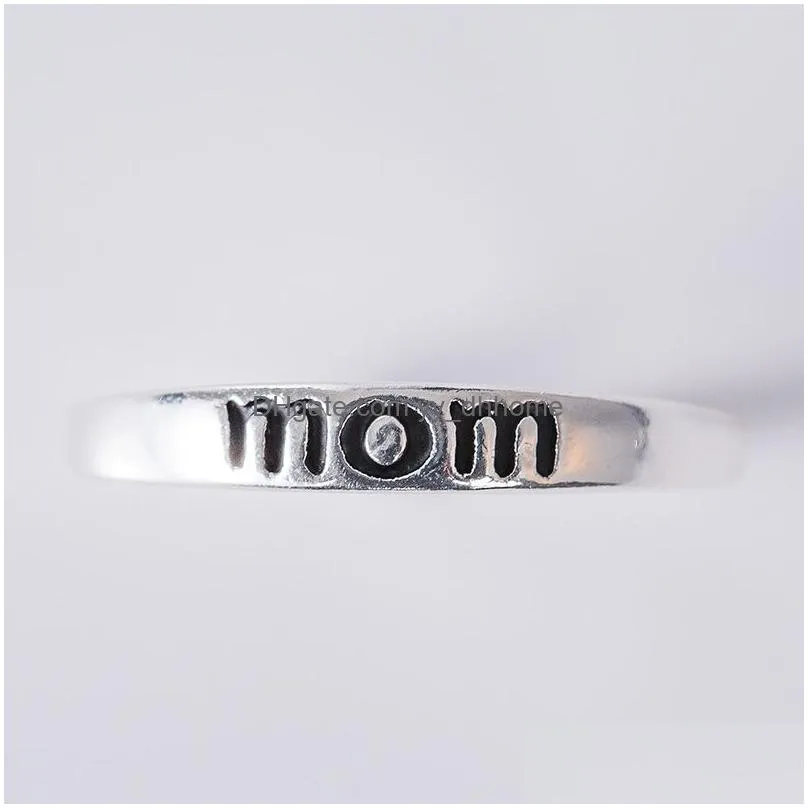  mom dad couple rings steel sliver engraved mother father simple ring for mother fathers day present love jewelry gift