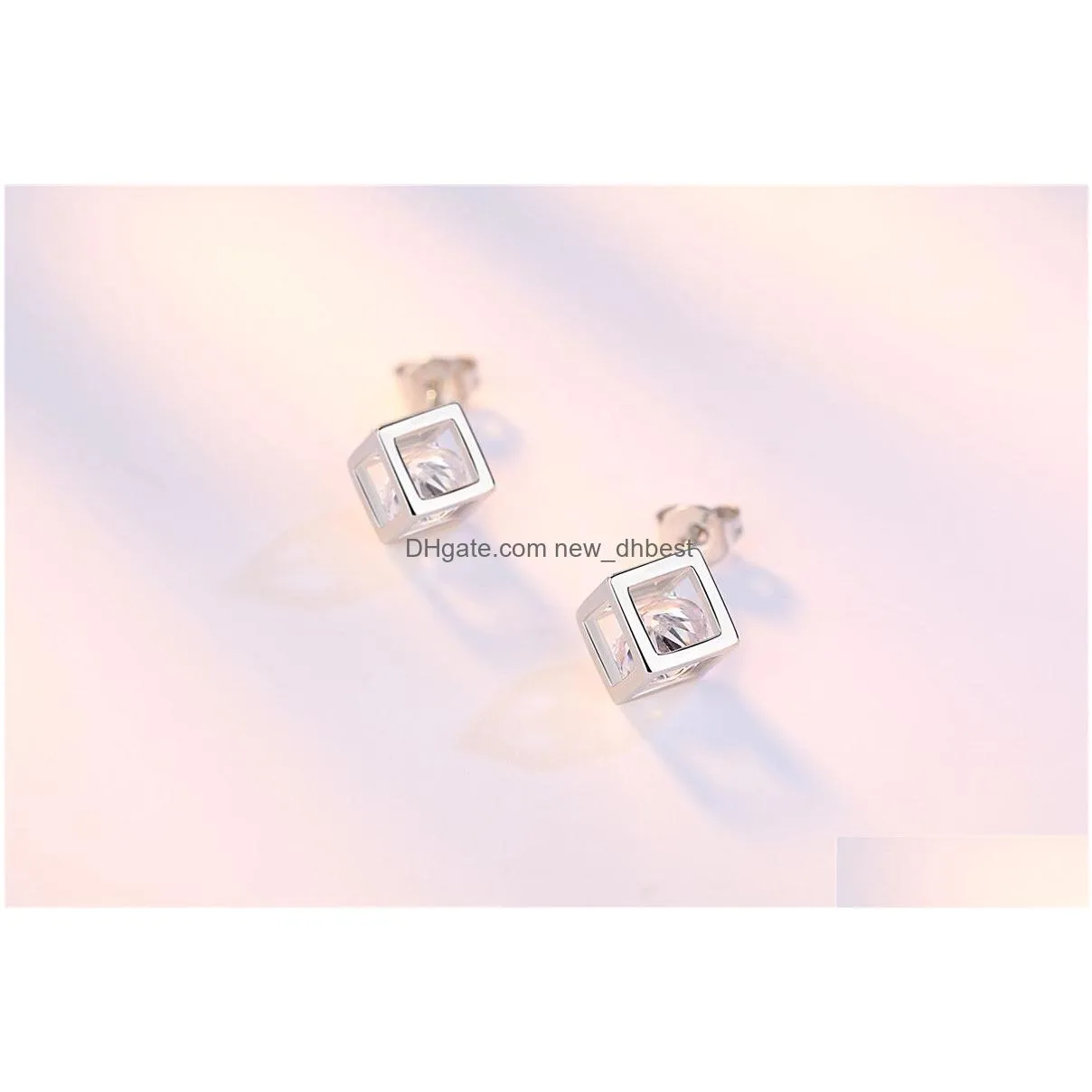 fashion eternal love stud earring for women lady silver earrings flash crystal jewelry design party jewelry