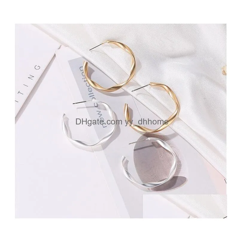simple geometric wave hoop earrings silver gold color plated circle earrings for women wedding bridal jewelry gift