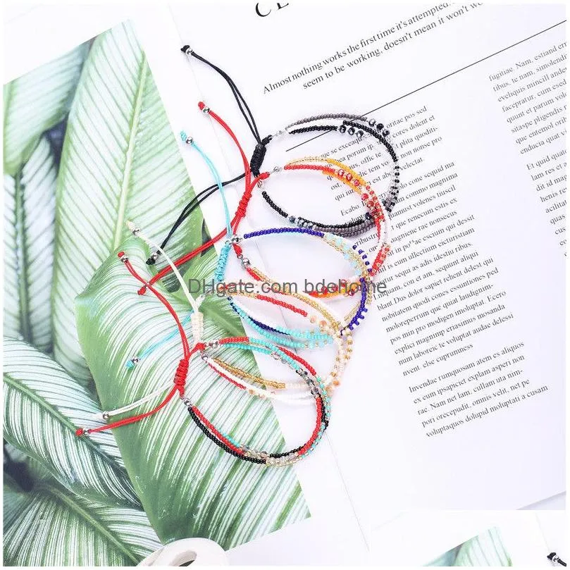 new bohemian handwoven weave beaded bracelets multilayer colorful retro rice adjustable rope ethnic bracelet bangles wholesale