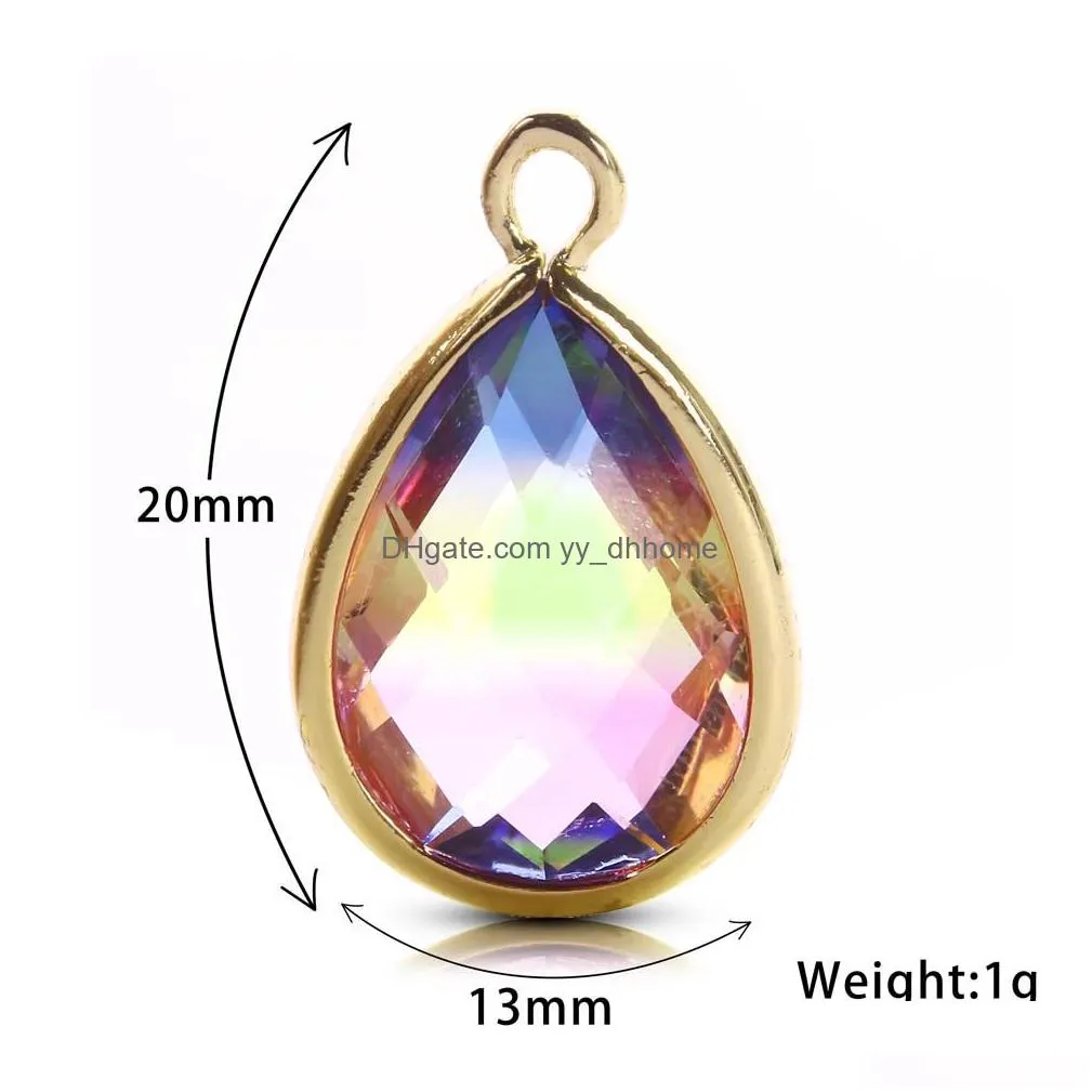 trendy crystal waterdrop charms for necklace bracelet jewelry making gradient candy colors handcraft beads charm diy accessories