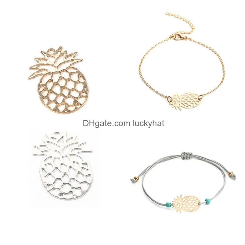 fashion hollow pineapple dreamcatcher gold silver round charms fit diy bracelet bangles necklace gold silver alloy charm jewelry