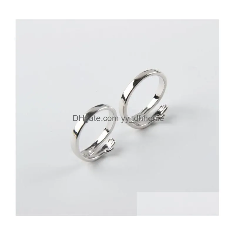 adjustable hands embrace open rings hugging hand ring romantic couple hug lover wedding ring band valentines day jewelry