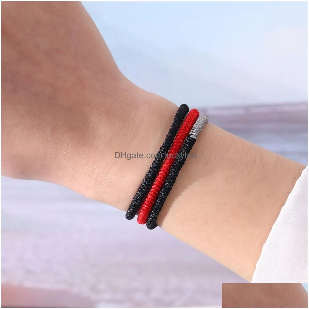 handmade braided knot lucky prayer bracelets bohemian ethnic red black silver tibetan buddhist braided rope bracelet for men women