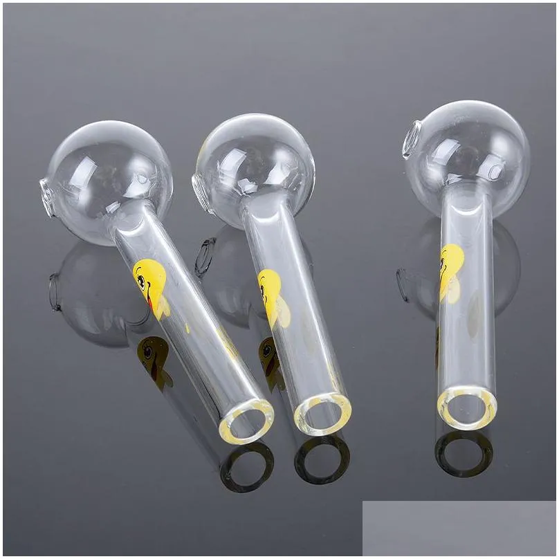 2022 15cm smile face clear pyrex glass oil burner pipes for oil rigs water glass bongs smoking accessories sw15