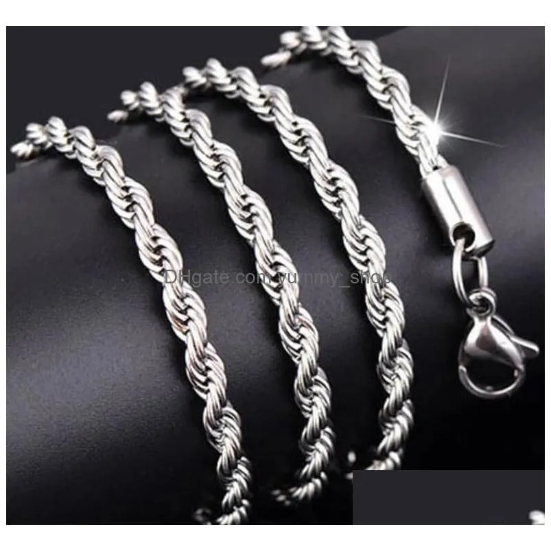 925 sterling silver 2mm twisted rope chain necklaces for women men fashion hiphop jewelry 16 18 20 22 24 inches