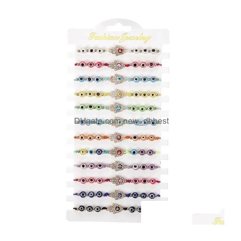 12pcs evil eye bracelets for women girls boys braclets set protection amulet anklets rope string chain adjustable bangle jewelry gift