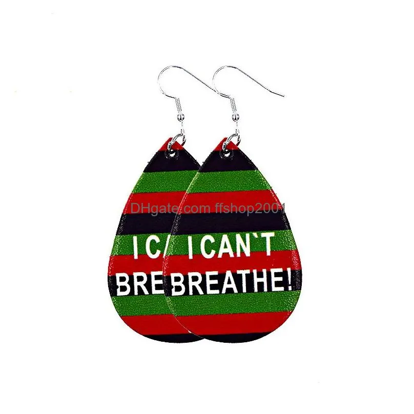 i cant breath printing pu leather earrings doublesided black lives matter dangle earrings jewelry women party gifts
