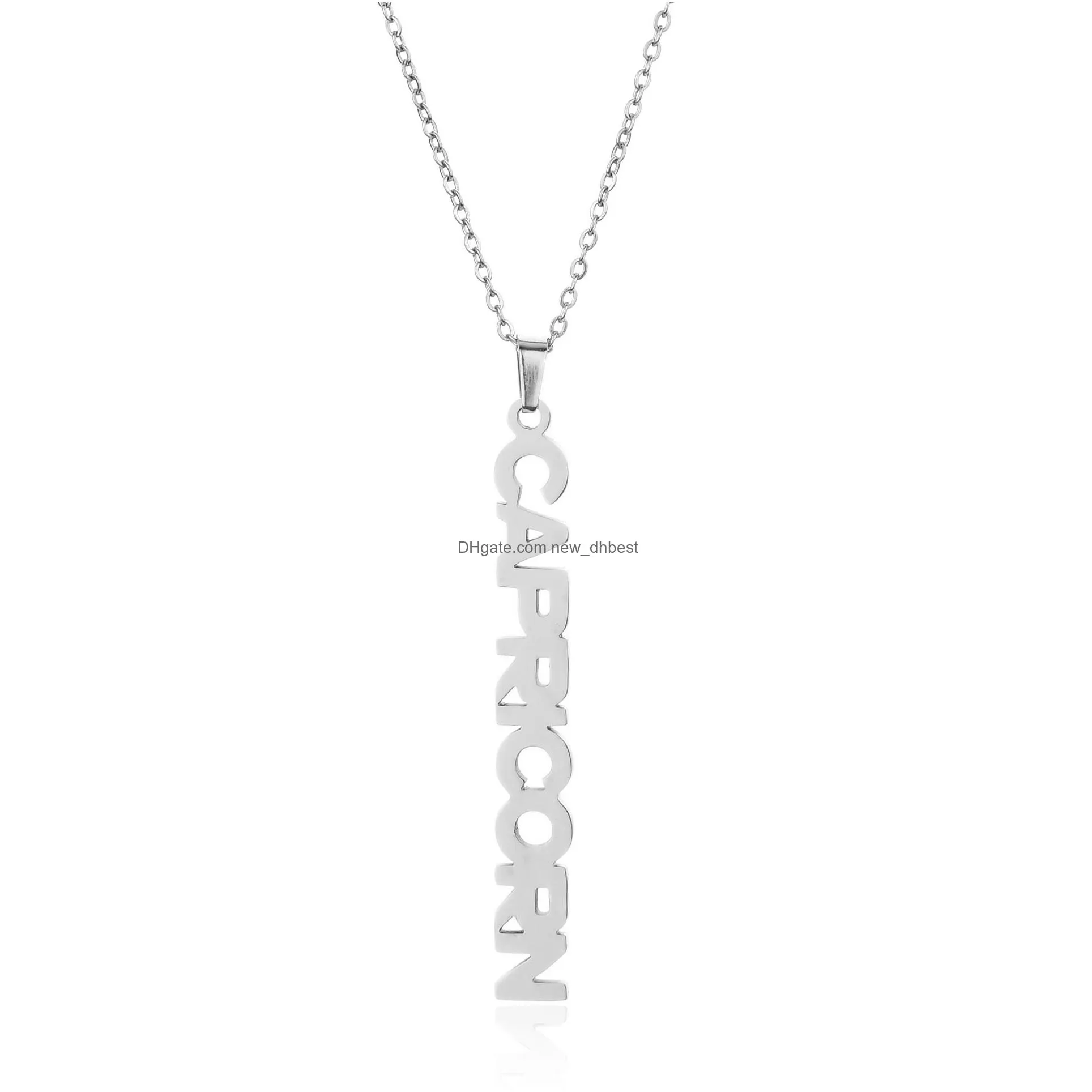 letter zodiac necklace women men 12 constellations jewelry birthday gifts stainless steel necklaces