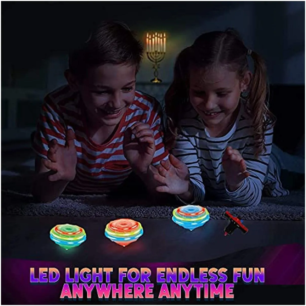 12pcs led light up top toys flashing ufo spinning tops with gyroscope novelty bulk toy party favors birthday supplies