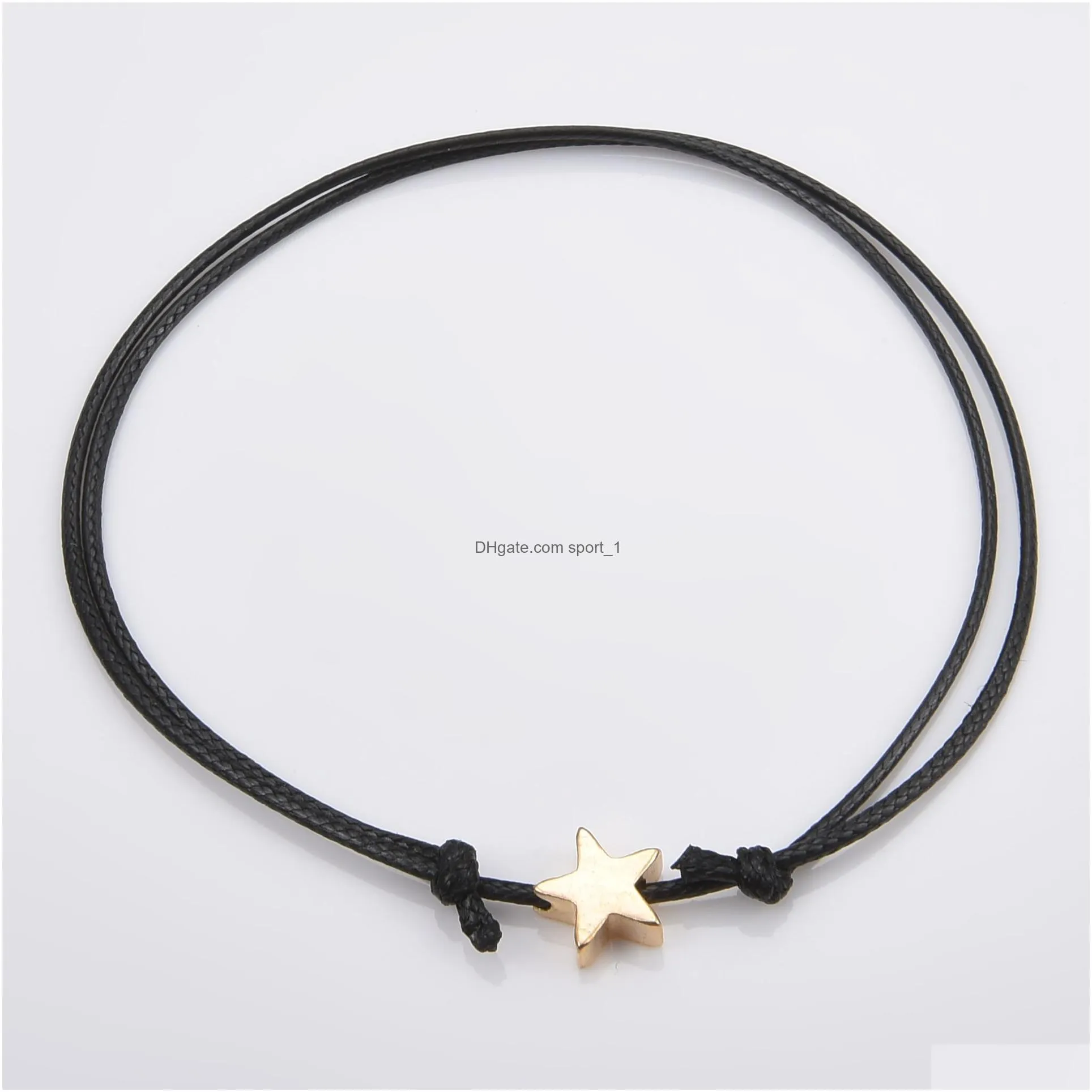 heart fivepointed star charm bracelet for women men lucky wax rope friendship bracelets red string couple jewelry