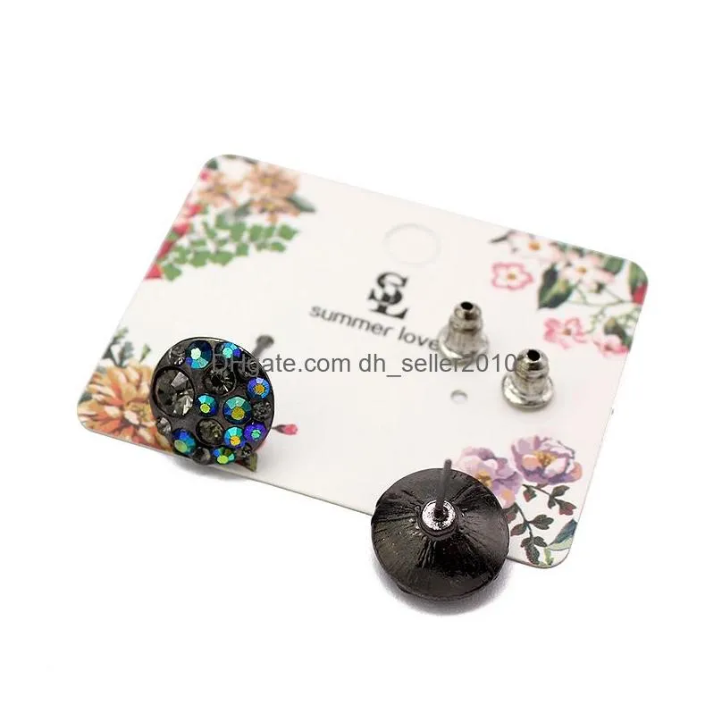 trendy handmade round crystal stud earrings fashion simple rinestone earring for women girls gifts jewelry