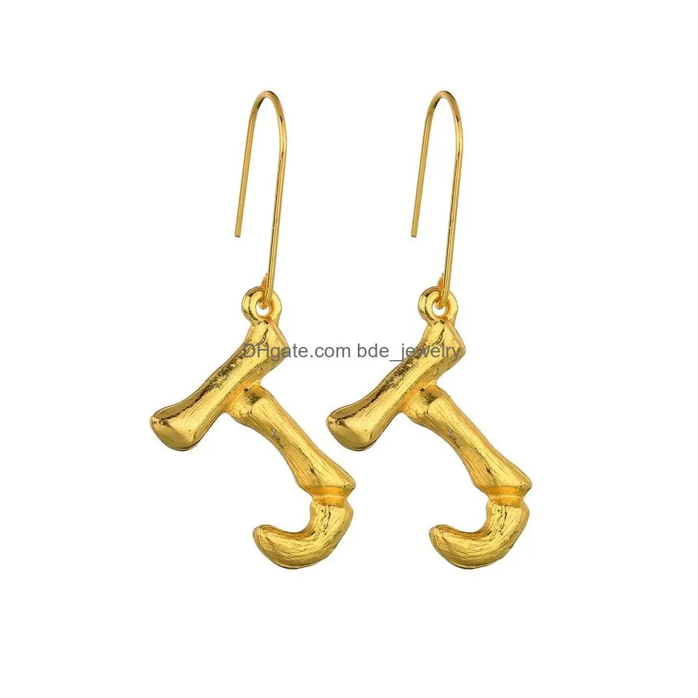designer az letter earrings for women girls 26 letters alphabet 18k plated bamboo dangle earring jewelry gift