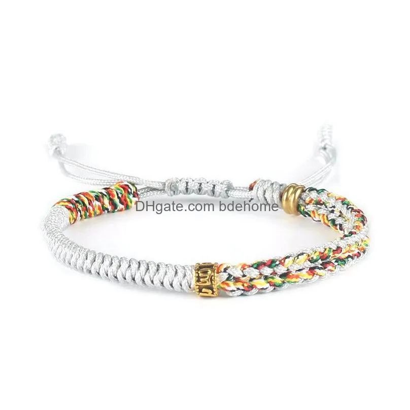 tibetan buddhist bracelets handmade knot rope sixcharacter mantra braided bracelet for women party jewelry