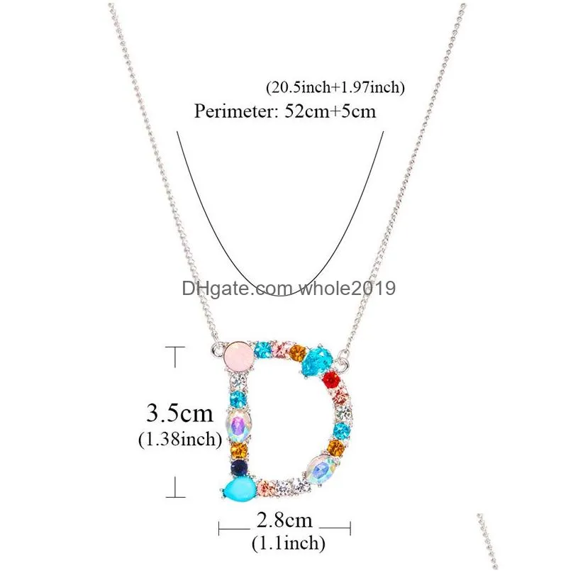 colorful 26 letter initial necklace with crystals stone pendant for women personalized mothers day jewelry gifts