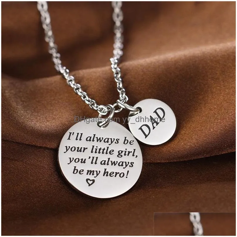 stainless steel necklace i will always be your little girl you will always be my hero fathers day gifts