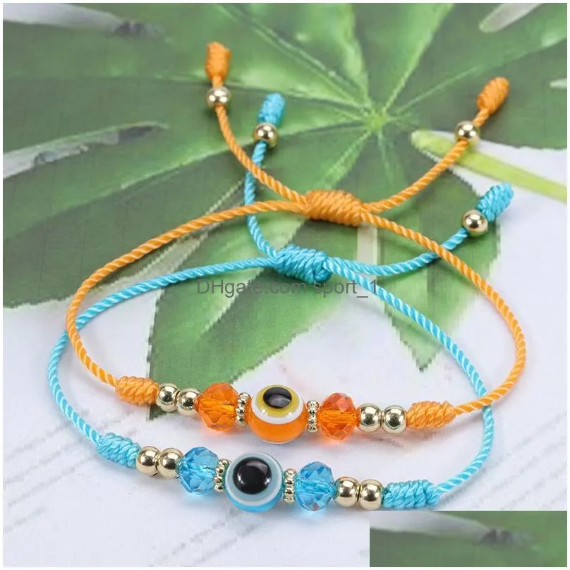 devil evil blue eye bracelet colorful handmade crystal bead braided rope bracelet friendship jewelry