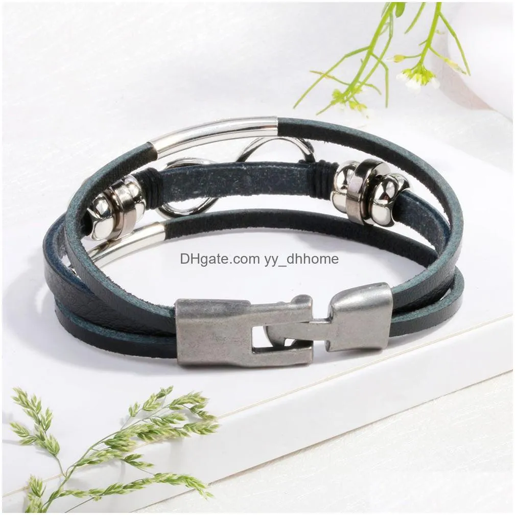 vintage handmade leather bracelet 8 bracelets for women multi layer wrap leather bracelets armband jewelry