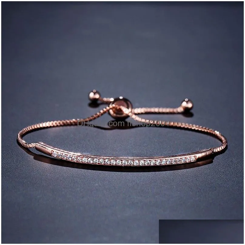 fashion gold bracelet for women girl dainty bar slider bracelets cz zircon charm bracelets party jewelry gifts